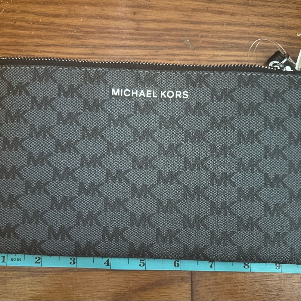 Michael Kors Black and Gray MK Monogram Zip Pouch - Picture 6 of 6